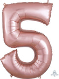 Floating Rose Gold Number "5" Balloon (3 Foot or 34 Inch)