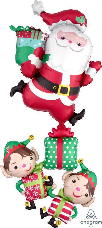 Santa On Elves Presents Large Shape (63 Inch)