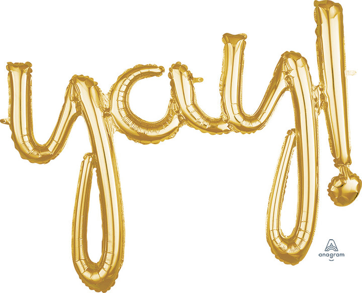 Yay Air-Filled Script Word Phrase Banner 35" Foil Balloon