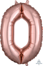 Air-Filled, Non-Floating Mini Rose Gold Numbers (16 Inch)