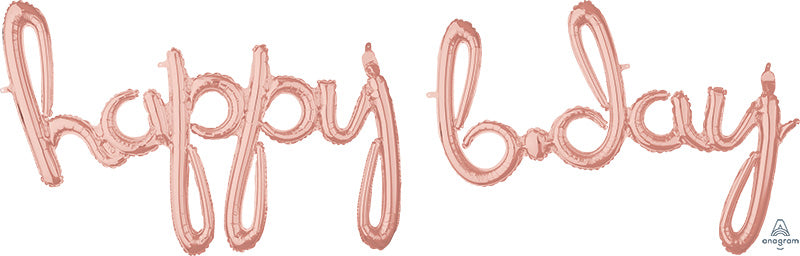 Air-Filled Gold Phrase Happy BDay Script