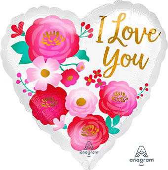 I Love You Ombre Flowers Balloon (17 Inch)
