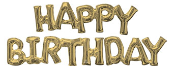 Non-Floating, Air-Filled Gold Phrase Happy Birthday Foil Balloon Banner