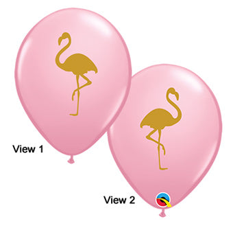 Gold Flamingo on Pink Printed Latex