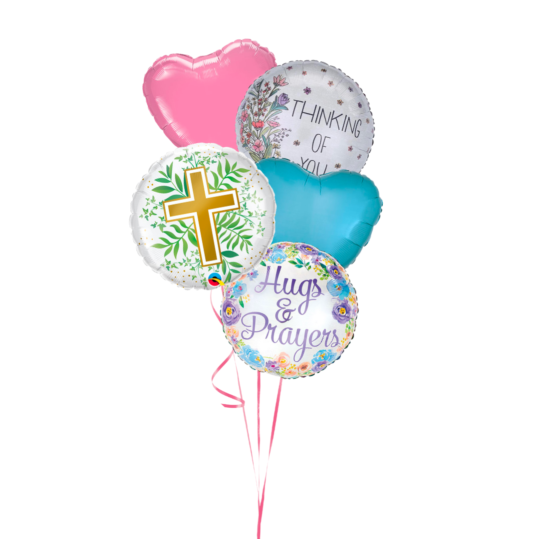 Hugs & Prayers Thinking of You Delivery Bouquet (5 Balloons)