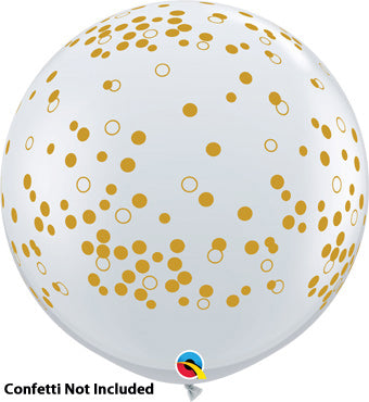 CONFETTI DOTS A ROUND DIAMOND CLEAR WITH GOLD GIANT ROUND LATEX
