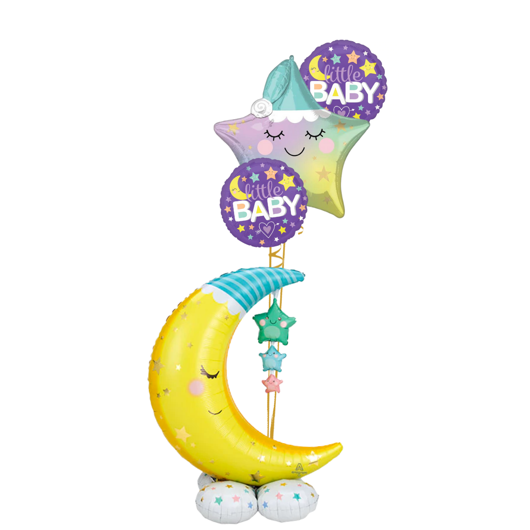 Welcome Baby Moon Trio Bouquet (4 Balloons)