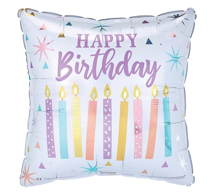 Birthday Candles Pastel Square 18"