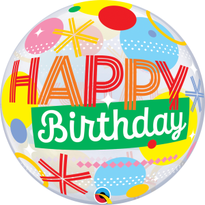 Happy Birthday Circle Dots and Stripes Bubble Balloon