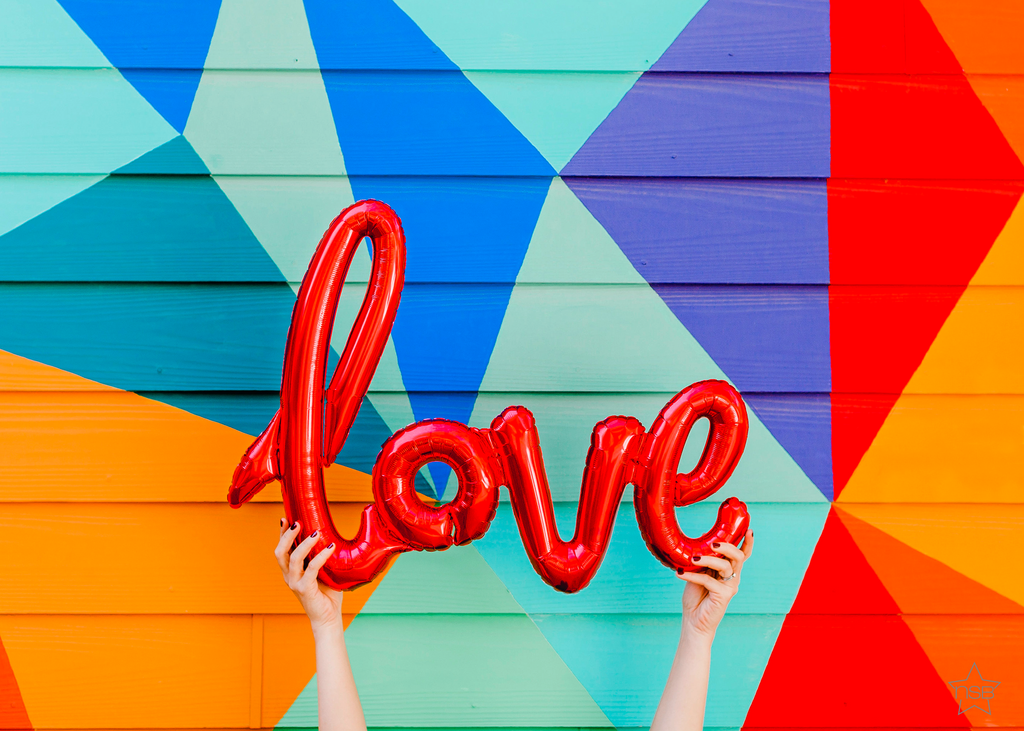 Air-filled, Non-floating "love" script word phrase balloon banner