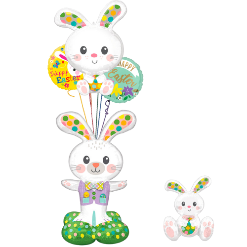 Hoppy Easter Bunny Trio and Friend Bouquet (5 Balloons)