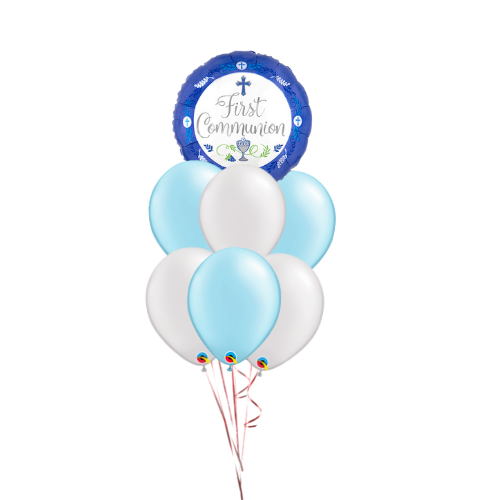 Blue First Communion Celebration Bouquet (7 Balloons)