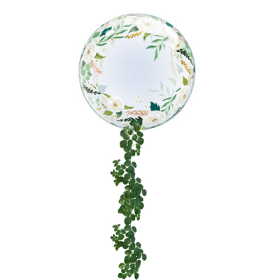 Personalized Elegant Greenery + Flowers Bubble