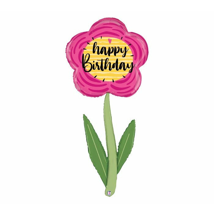 Happy Birthday Flower Fresh Picks Foil Balloon (60 Inch)