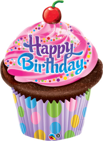 Happy Birthday Pink Frosting Cupcake