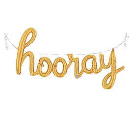 Gold Hooray, Aloha, Fiesta Script Balloon Banners (options available)