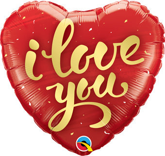standard 18" I Love You Gold Script Heart Balloon