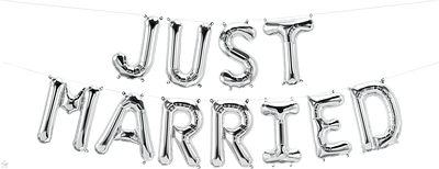 JUST MARRIED Air Filled Balloon Banner Kit (DNR)
