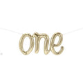 first birthday one banner script white gold
