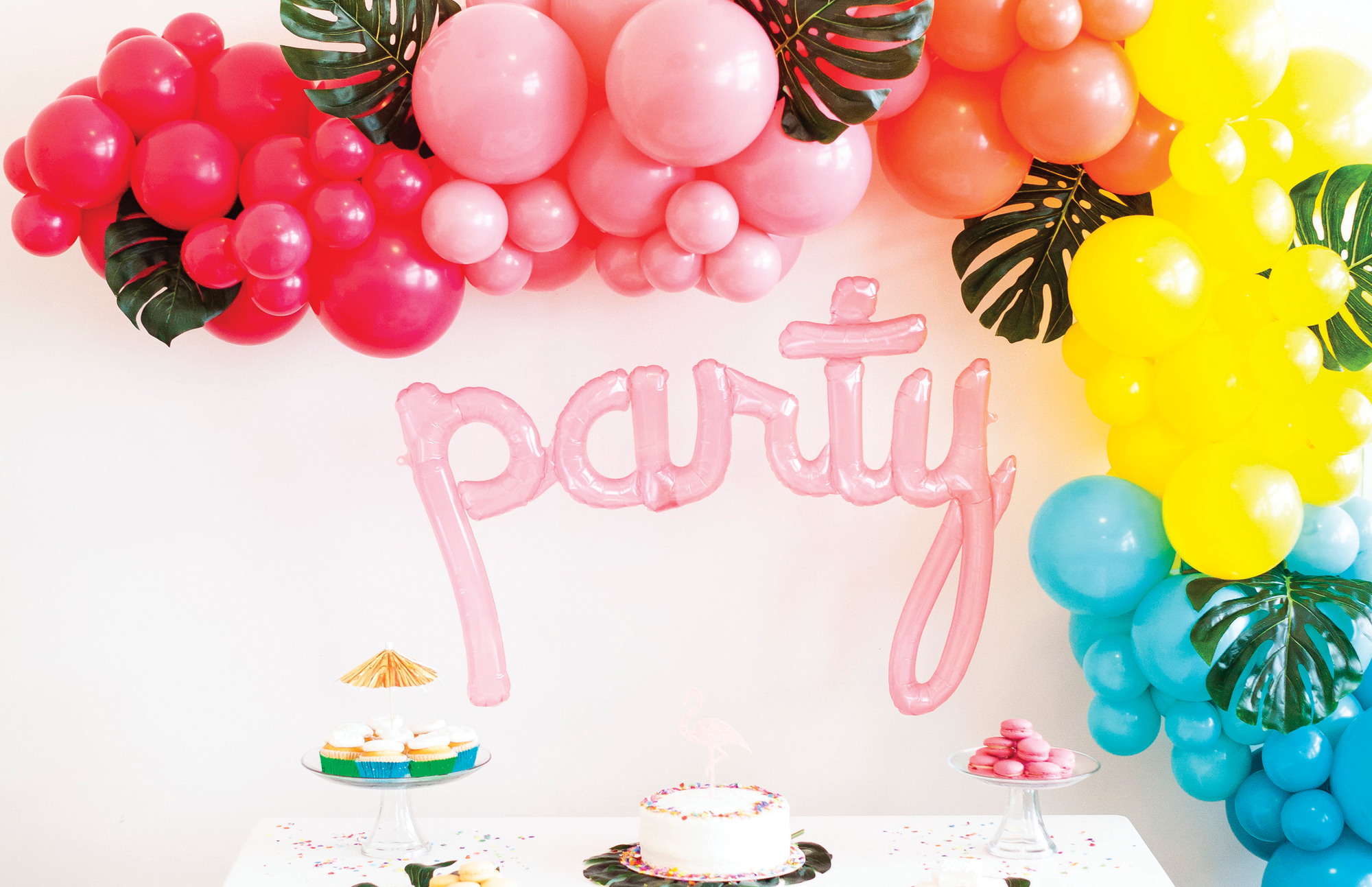 tropical balloon arch for party