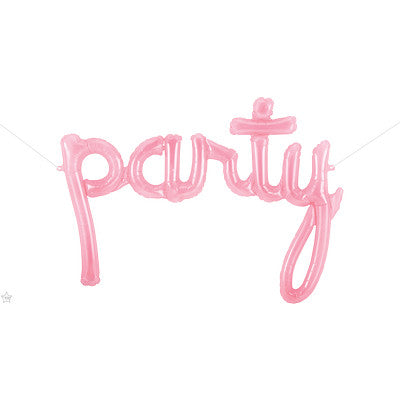 Pink PARTY Script Balloon Banner