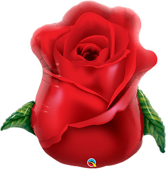 Red Rose Bud Flower Helium Balloon