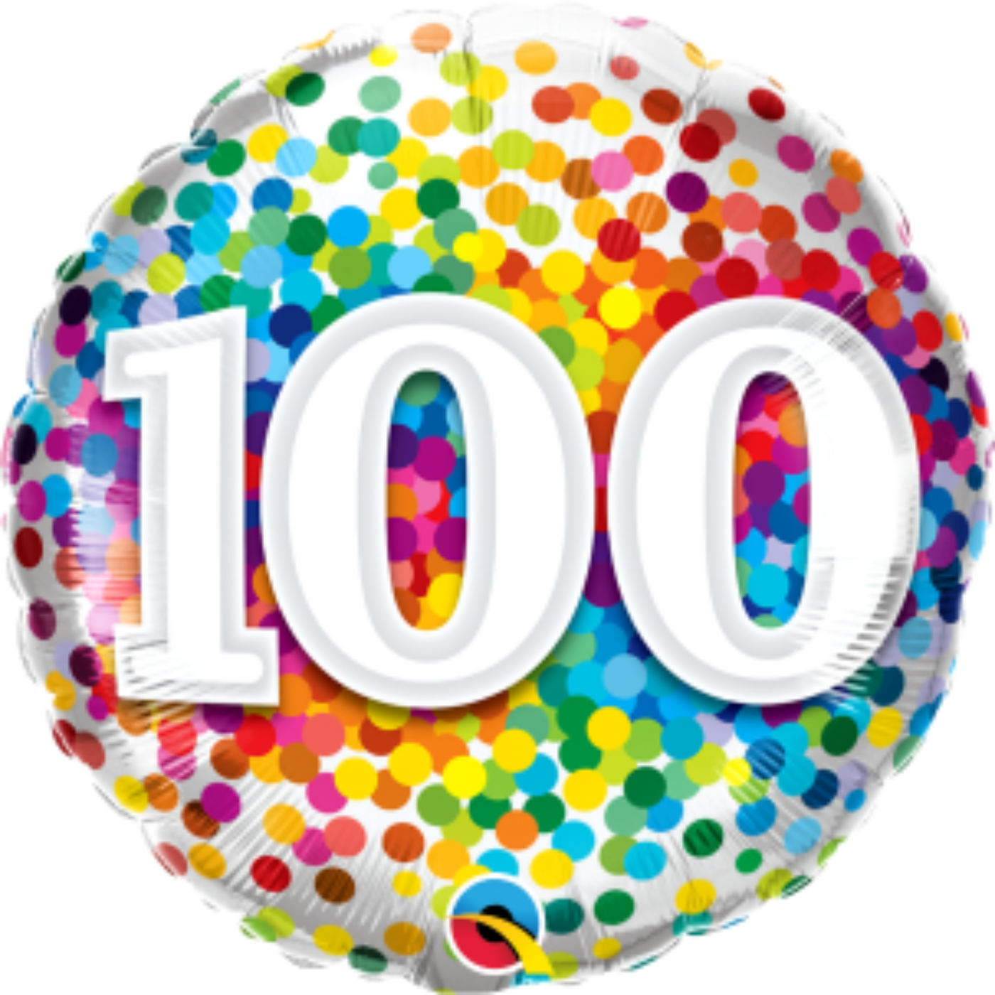 Rainbow Confetti Age 100 Birthday Balloon