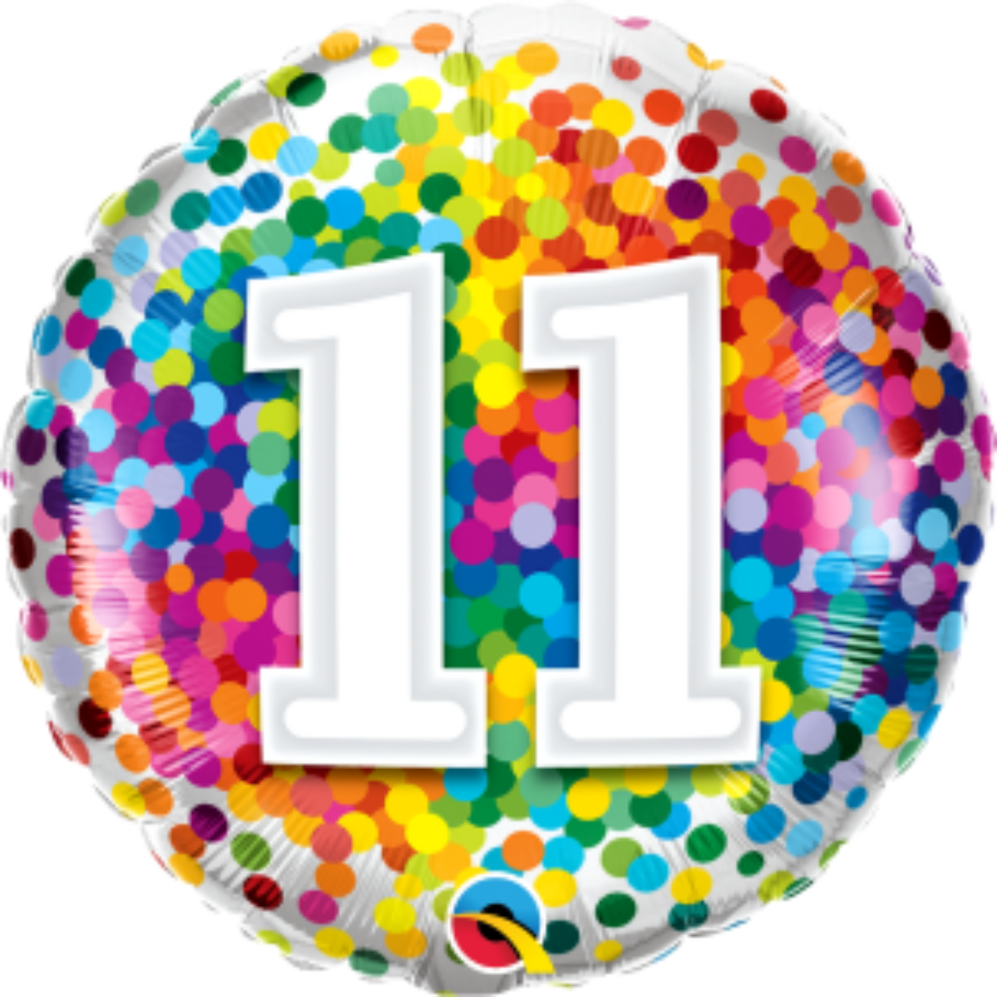 Rainbow Confetti Age 11 Birthday Balloon