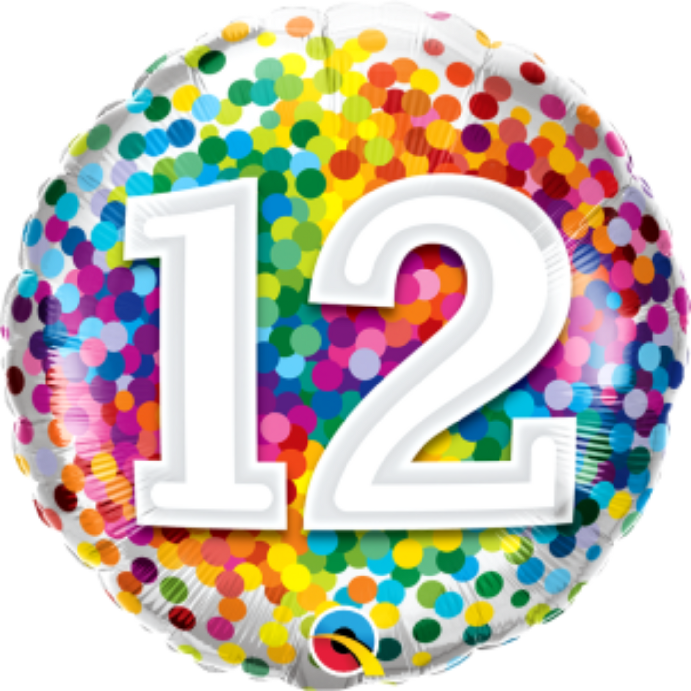 Rainbow Confetti Age 12 Birthday Balloon