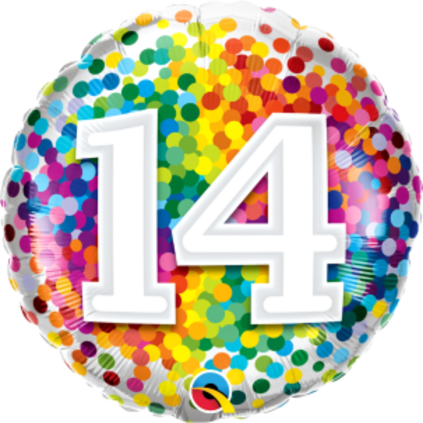 Rainbow Confetti Age 14Birthday Balloon