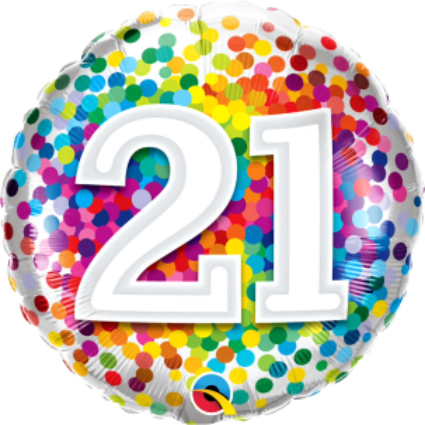 Rainbow Confetti Age 21 Birthday Balloon