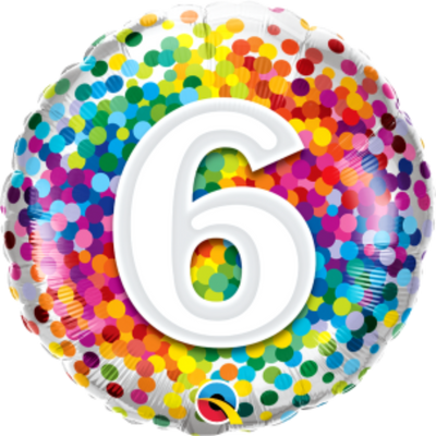 Rainbow Confetti Age 6 Birthday Balloon