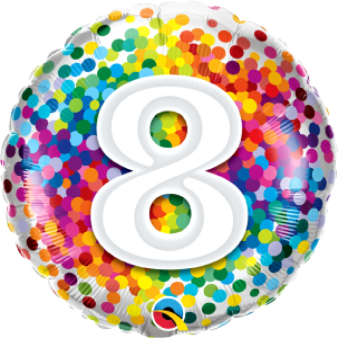 Rainbow Confetti Age  8 Birthday Balloon