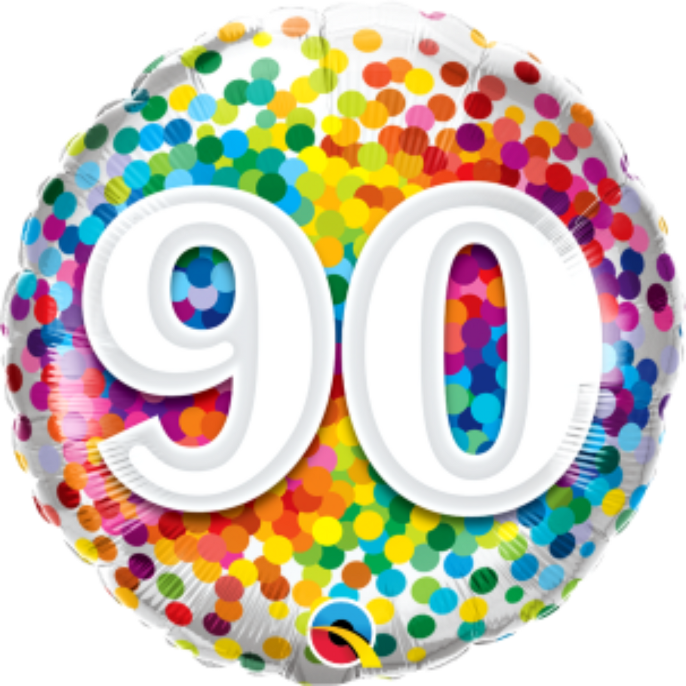 Rainbow Confetti Age 90 Birthday Balloon