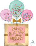 Happy Birthday Stay Fabulous Gift Box Balloon (32 Inch)