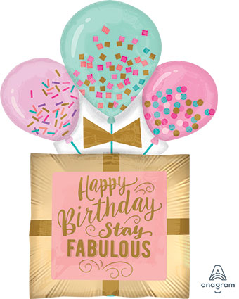 Happy Birthday Stay Fabulous Gift Box Balloon (32 Inch)