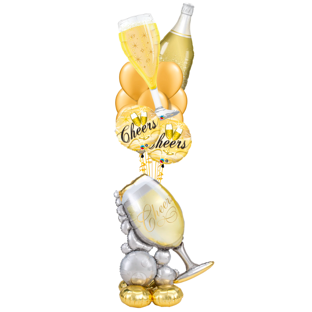 Golden Bubbly Cheers Delivery Bouquet (12 Balloons)