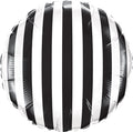solid foil balloon with printed black and white stripes