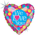 Standard 18" We Love You Holographic Dots Heart Balloon