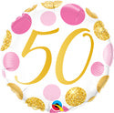 Age Balloon Pink and Gold Dots