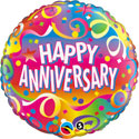 Standard 18" Rainbow Happy Anniversary Confetti Print Balloon