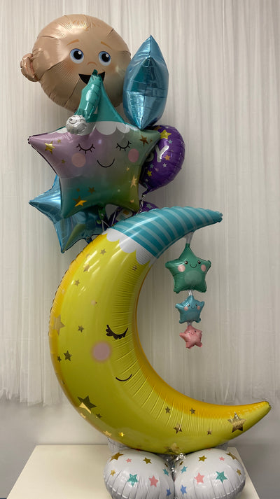 Welcome Baby Moon Trio Bouquet (4 Balloons)