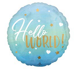 Hello World Ombre Baby Balloon (D)