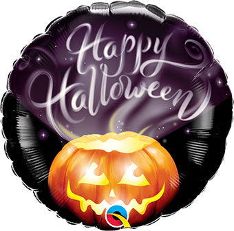 Jack O Lantern Pumpkin Wispy Smoke Happy Halloween Foil Balloon