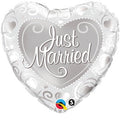 Just Married Silver Heart (18 Inch)