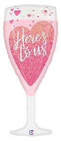 Large Shape "Here’s to Us" Pink Champagne Glass (31 Inch)
