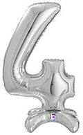 Non-floating, Standing Silver Number "4" (24 Inch)
