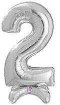Non-floating, Standing Silver Number "2" (24 Inch)