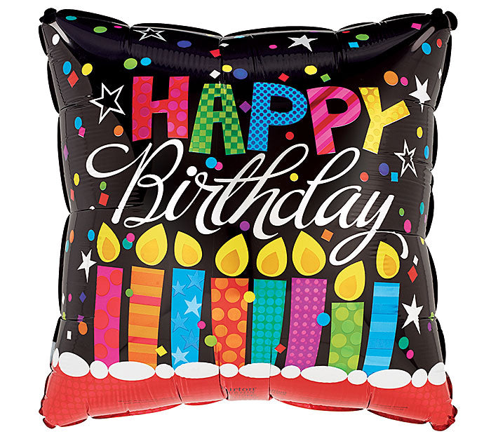 Happy Birthday Candles Square 18"