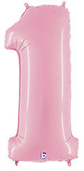 Floating Pastel Pink Number "1" Balloon (4 Foot or 40 Inch)